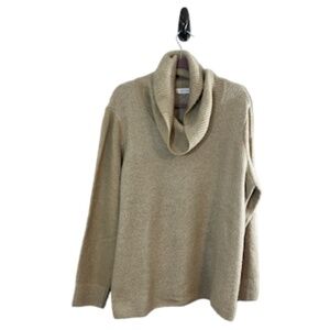 Calvin Klein Women Sweater Size 1X Tan Cowl Neck Pullover Knit Vintage Neutral